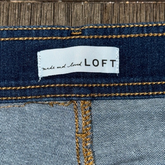 LOFT Patch Pocket High Rise Slim Flare Jeans Classic Mid Indigo Wash - Picture 5 of 11